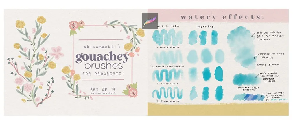 Gouachey Brushes for Procreate - free Procreate brush pack