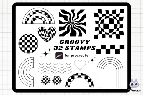 Groovy Retro Procreate Brush Stamp - free Procreate brush pack