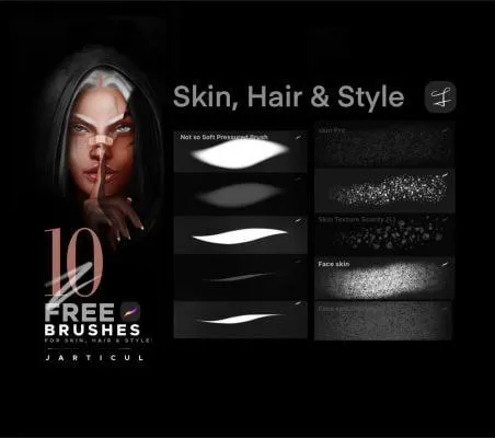Free Skin Hair Brushes for Procreate - free Procreate brush pack