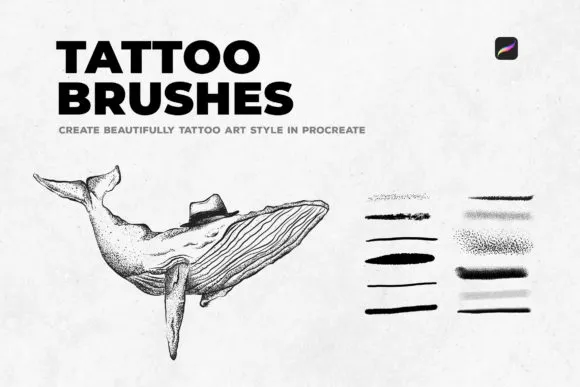 12 Tattoo Art Brushes - Procreate - free Procreate brush pack