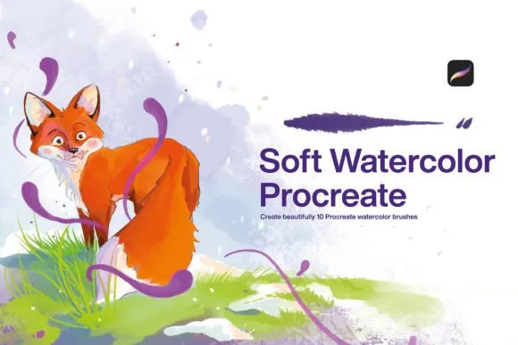 10 Soft Watercolor Brushes Procreate - free Procreate brush pack