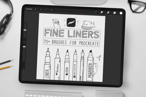 Fine Liners Brushes for Procreate - free Procreate brush pack