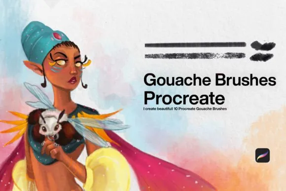 10 Gouache Brushes Procreate - free Procreate brush pack