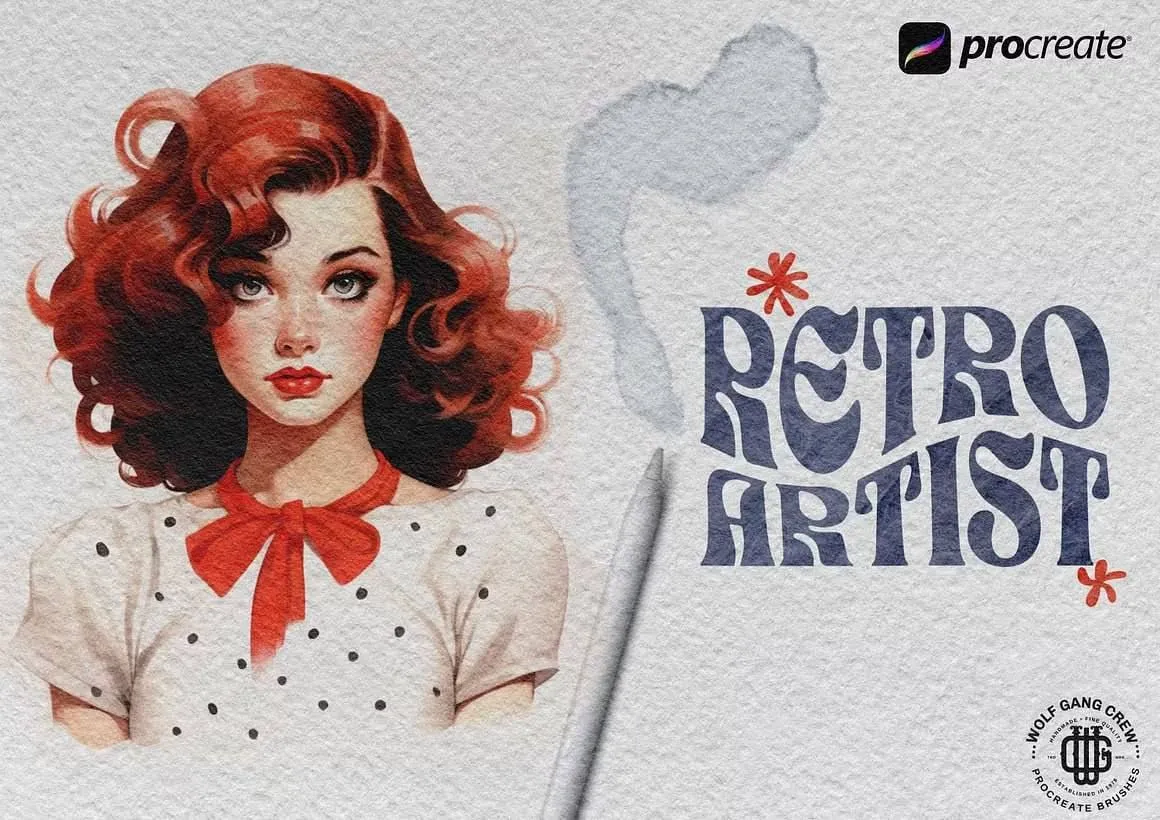 Free Retro Artist Procreate Brushes (30+ Ink & Watercolor Tools) - free Procreate brush pack