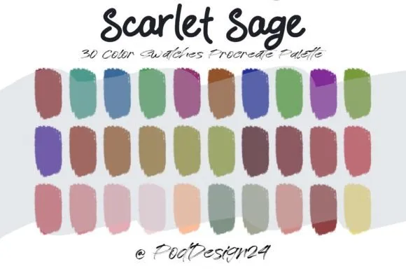 Procreate Color Palette Scarlet Sage - free Procreate brush pack