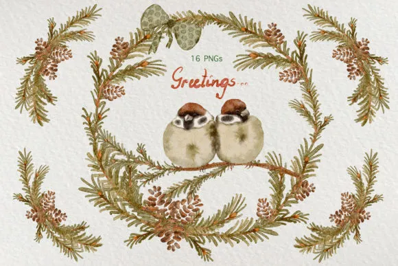 Watercolor Cute Sparrow Procreate Set - free Procreate brush pack