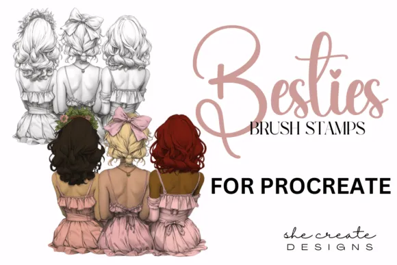 Besties Procreate Stamp Brushes - free Procreate brush pack