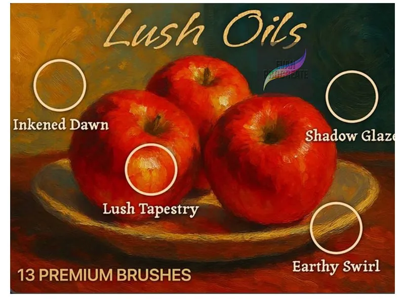 Free Lush Oils Brushes for Procreate (13 Realistic Oil Tools) - free Procreate brush pack