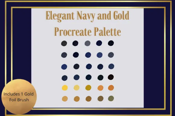 Navy Gold Procreate Palette & Brush - free Procreate brush pack