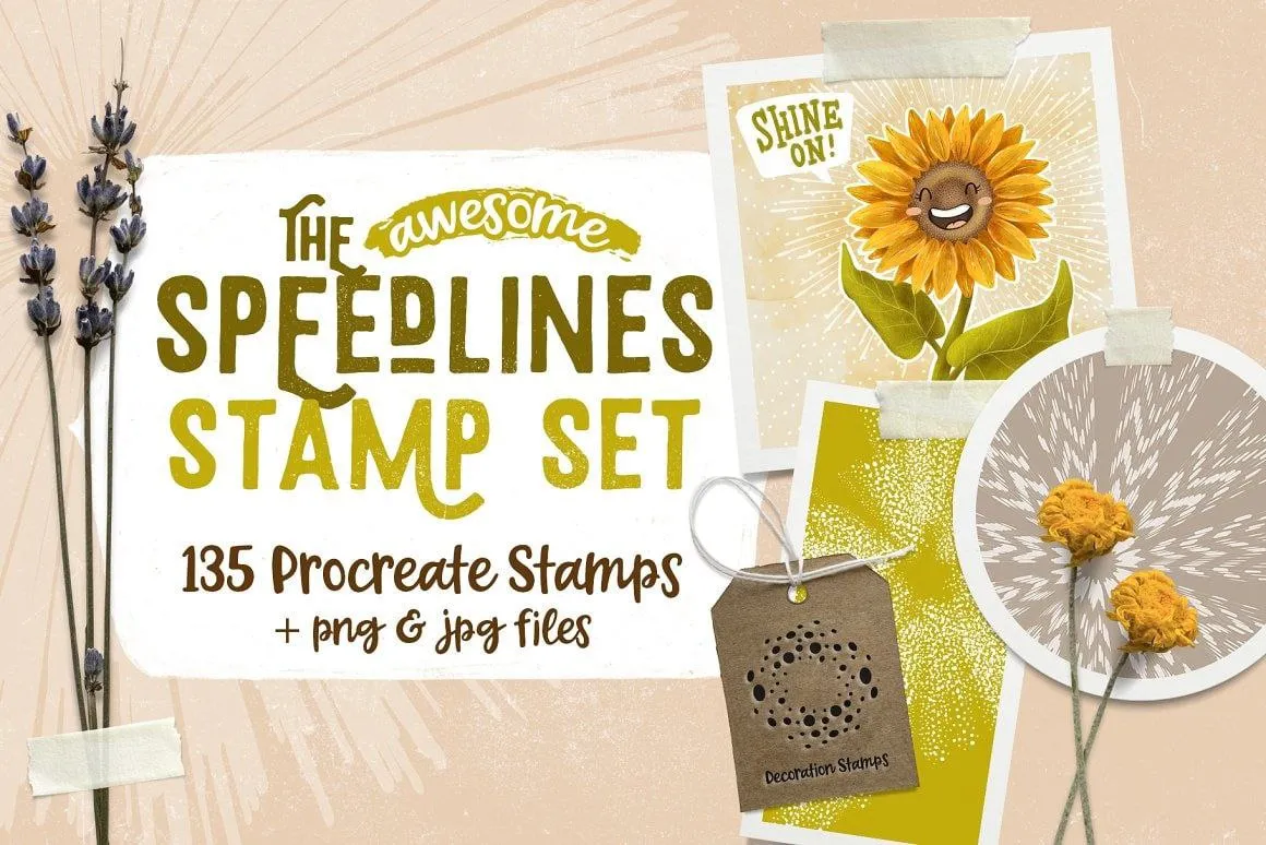 The Speedline Stamp Set for Procreate - free Procreate brush pack