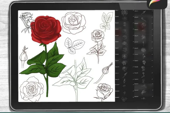 Roses Brushes Procreate Stamps Procreate - free Procreate brush pack