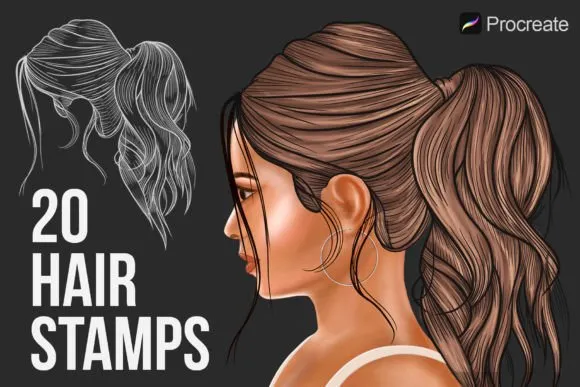 Hairstyle Stamp Brushes (Procreate) - free Procreate brush pack