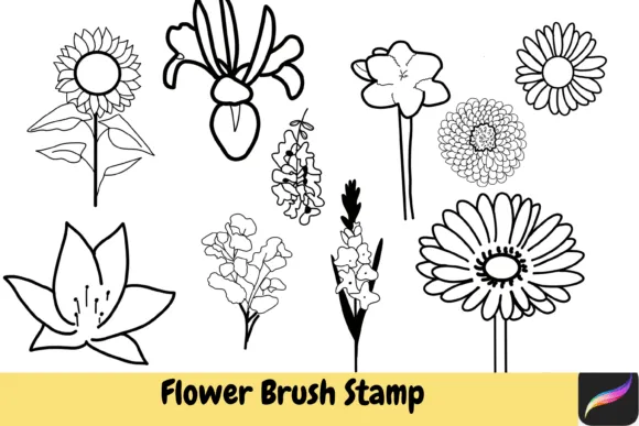 Flower Blossom Brush Stamps Procreate - free Procreate brush pack