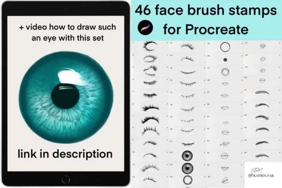 Face Brush Stamps for Procreate - free Procreate brush pack