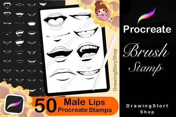 50 Procreate Lip Stamps - free Procreate brush pack
