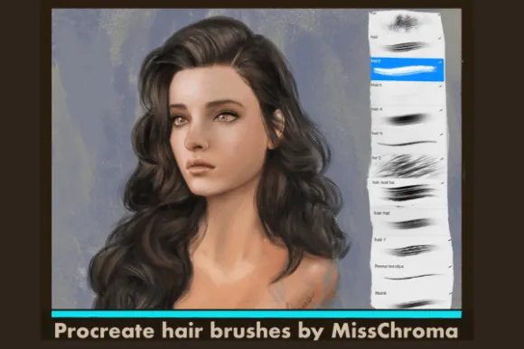 Hair Brush for Procreate - free Procreate brush pack