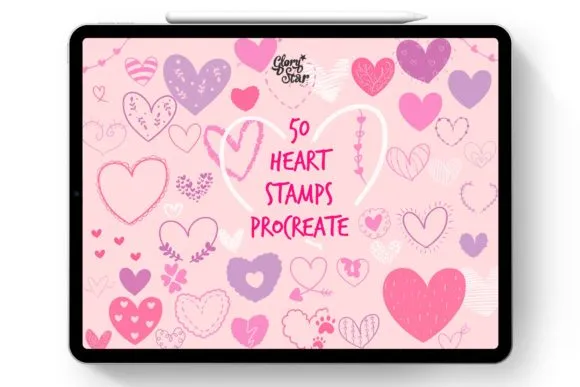 Procreate Heart Stamp Bundle - free Procreate brush pack