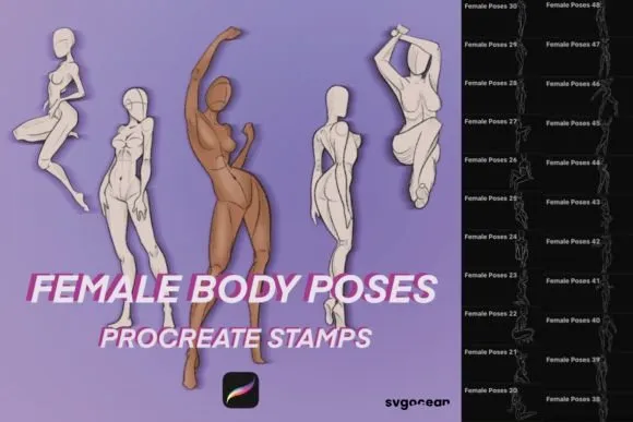 Female Pose Procreate Stamps Brushes - free Procreate brush pack
