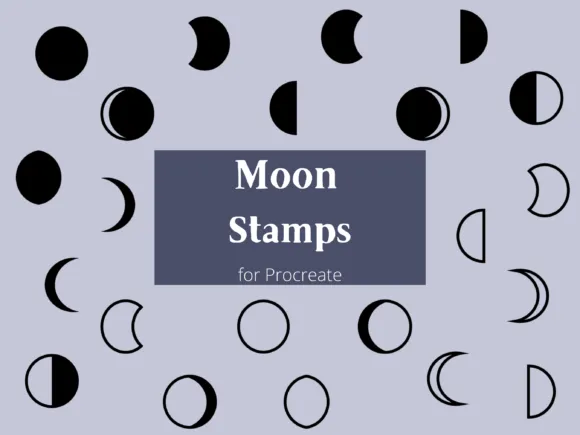 Moon Phase Procreate Stamp Brushes - free Procreate brush pack