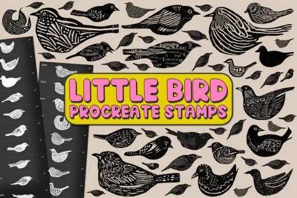 Little Bird Procreate Stamp Brushes - free Procreate brush pack