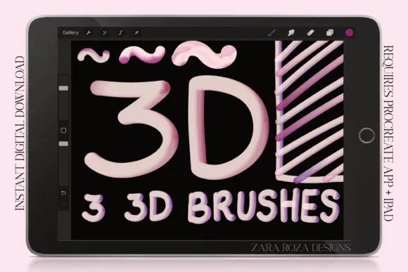 3D Brush Set - Procreate Monoline Pens - free Procreate brush pack