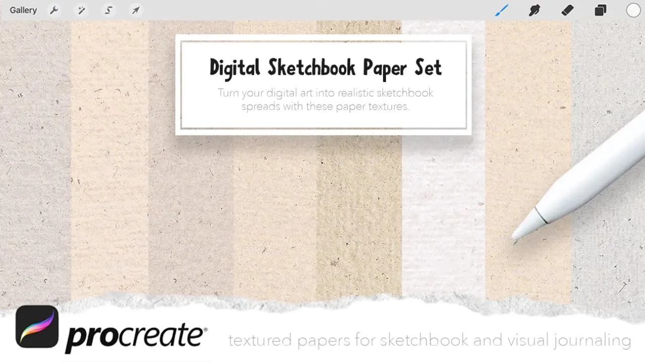 Digital Sketchbook Paper Set for Procreate - free Procreate brush pack