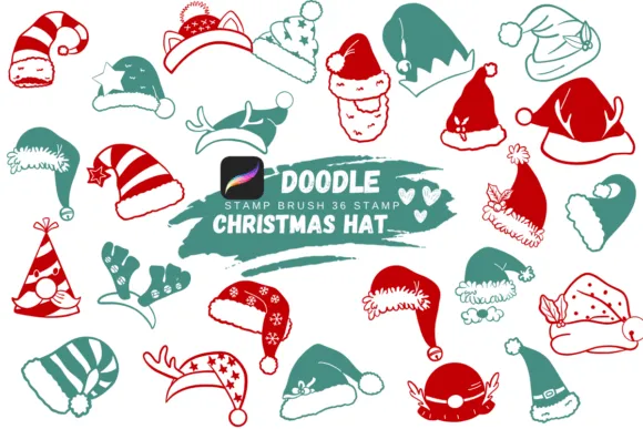 Doodle Christmas Hat Brushes - free Procreate brush pack