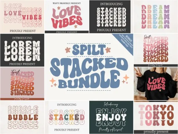 Spilt Stacked Bundle Font - free Procreate brush pack
