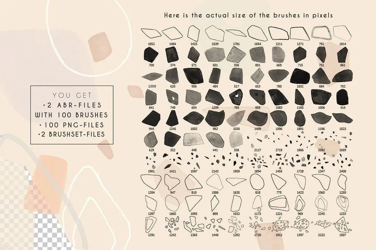 Free Procreate Shape Stamps 100 – Essential Shape Stamp Pack - free Procreate brush pack