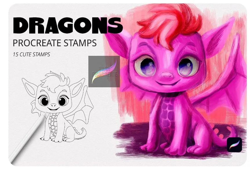 Dragons Set for Procreate - free Procreate brush pack