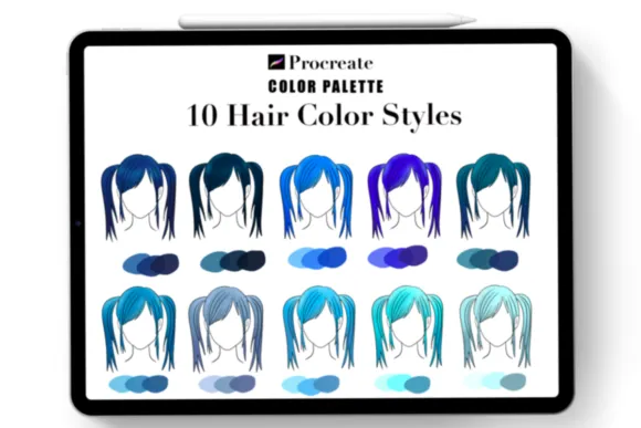 Blue Shade Hair Color - free Procreate brush pack