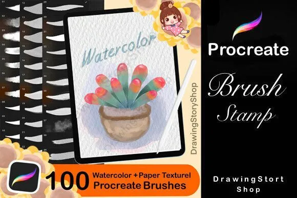Paper Procreate Brushes +100 Watercolor - free Procreate brush pack