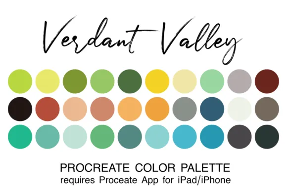 Verdant Valley Procreate Color Palette - free Procreate brush pack