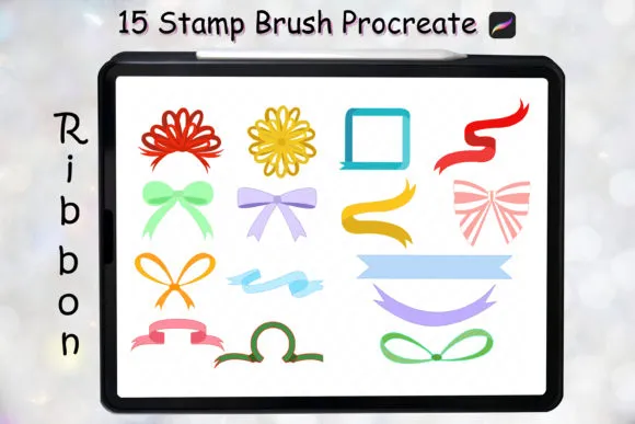 15 Ribbon Bow Stamp Brush Procreate - free Procreate brush pack