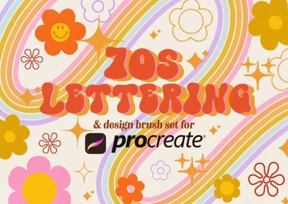 70s Lettering Procreate Brushes - free Procreate brush pack