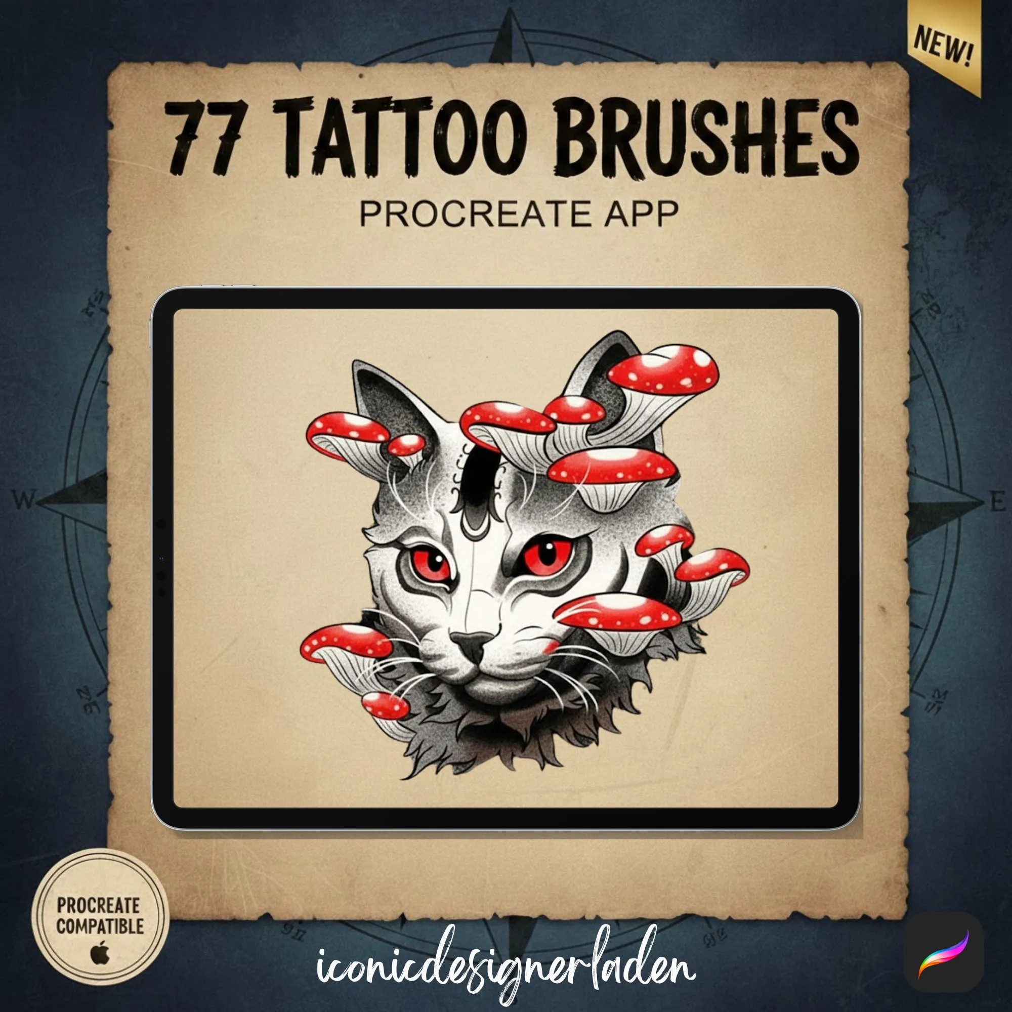 77 Tattoo Brushes for Procreate - free Procreate brush pack