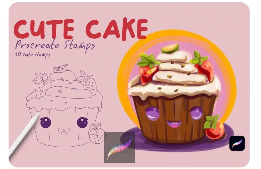 Cute Cake Set for Procreate - free Procreate brush pack