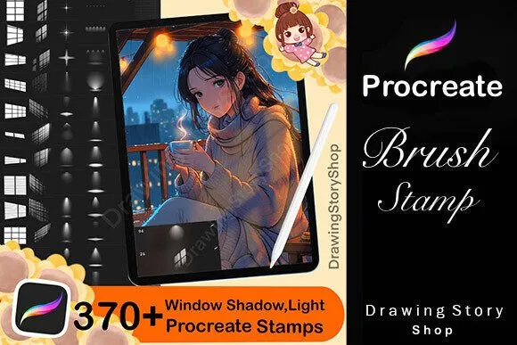 Procreate Windows Shadow Stamps - free Procreate brush pack