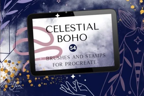 Celestial Procreate Stamps - free Procreate brush pack