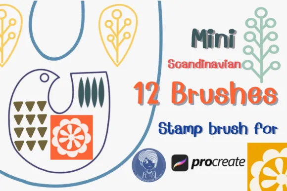 MiniScandinavian Stamp Brushes Procreate - free Procreate brush pack