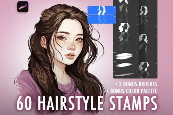 Procreate Hair Brushes - free Procreate brush pack