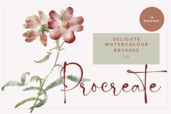 14 Delicate Watercolor Brushes Procreate - free Procreate brush pack