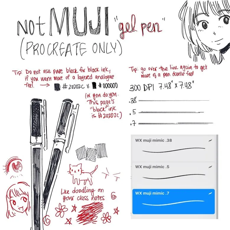 Free Procreate Pens (3 MUJI Inspired Gel Ink Brushes) - free Procreate brush pack