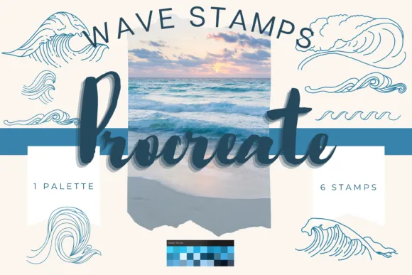 Wave Stamp Set for Procreate & Palette - free Procreate brush pack