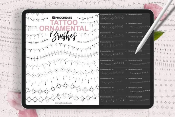 Ornamental Tattoo Brushes - free Procreate brush pack