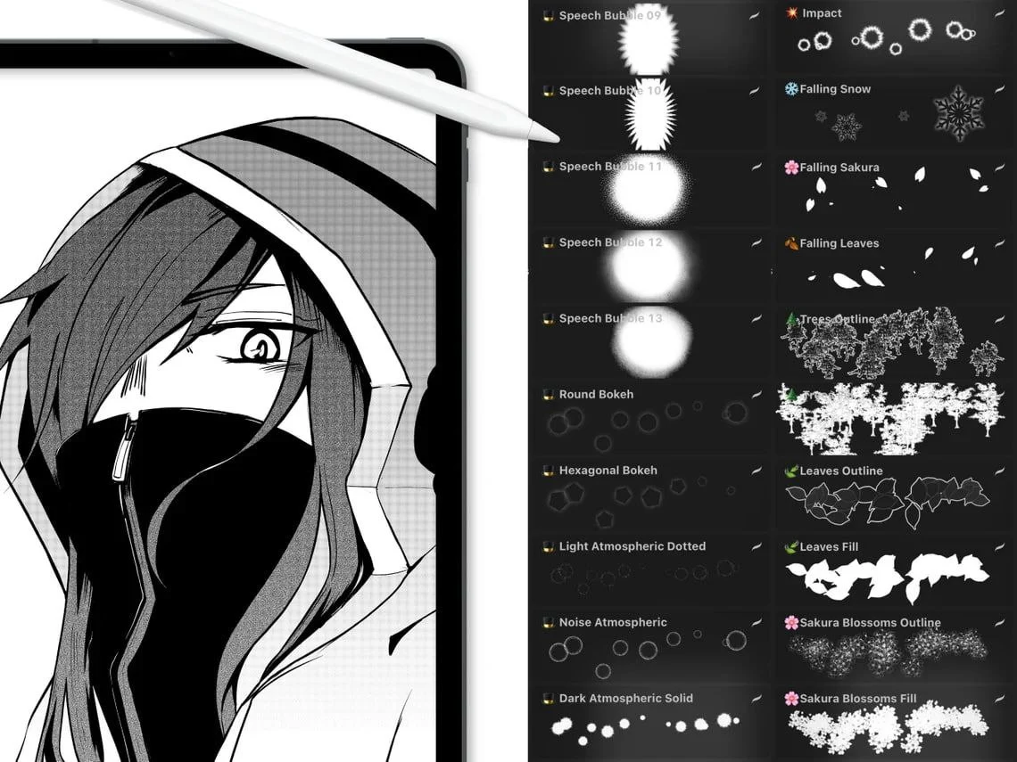 90 Manga Brushes For Procreate - free Procreate brush pack thumbnail 3