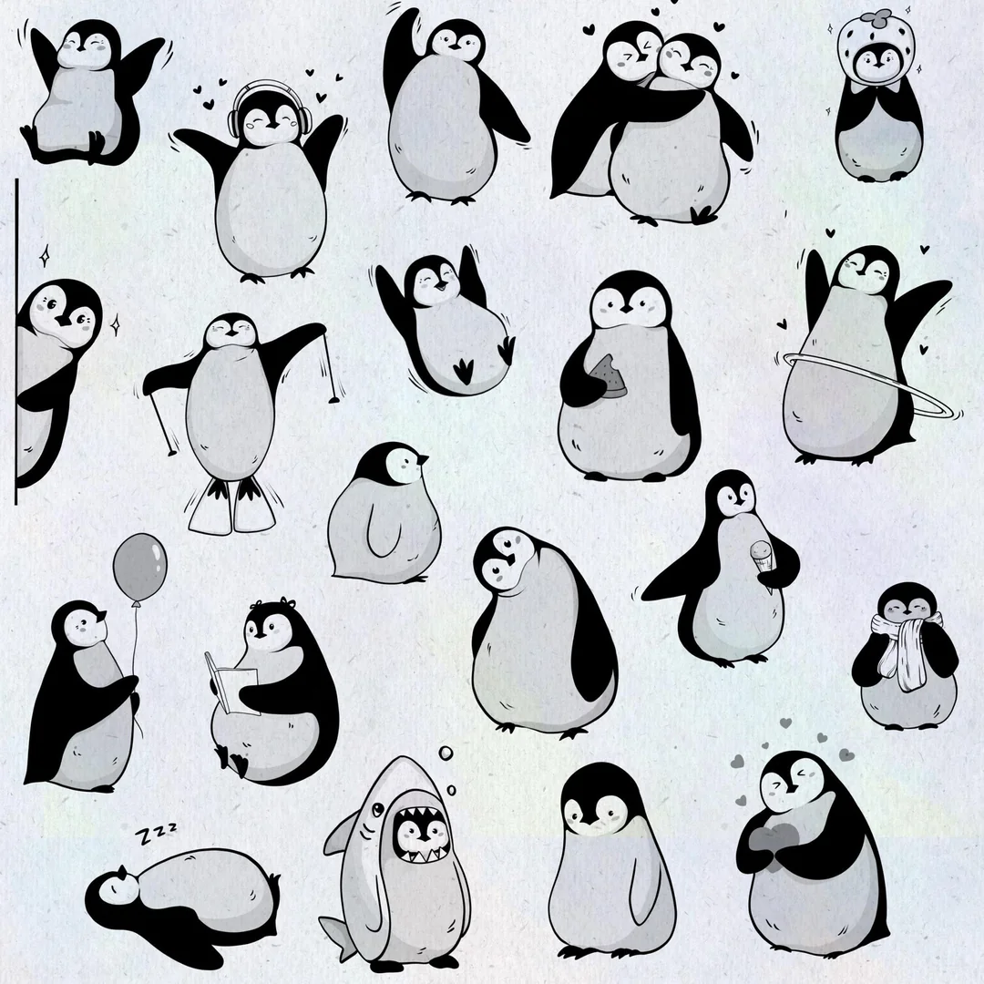 Penguin Stamps for Procreate - free Procreate brush pack