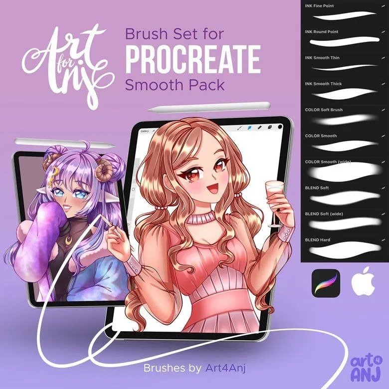 Free Smooth Brushes for Procreate - free Procreate brush pack