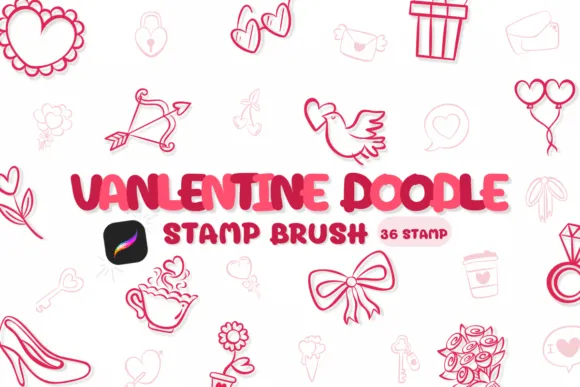 Valentine Doodle Bruhes - free Procreate brush pack