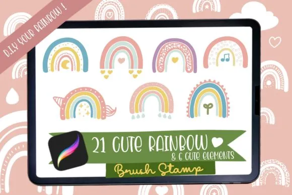 Rainbow Brush Stamp Procreate - free Procreate brush pack